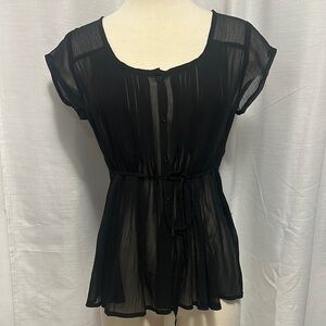Fire Los Angeles Black Sheer Cap Sleeve Blouse